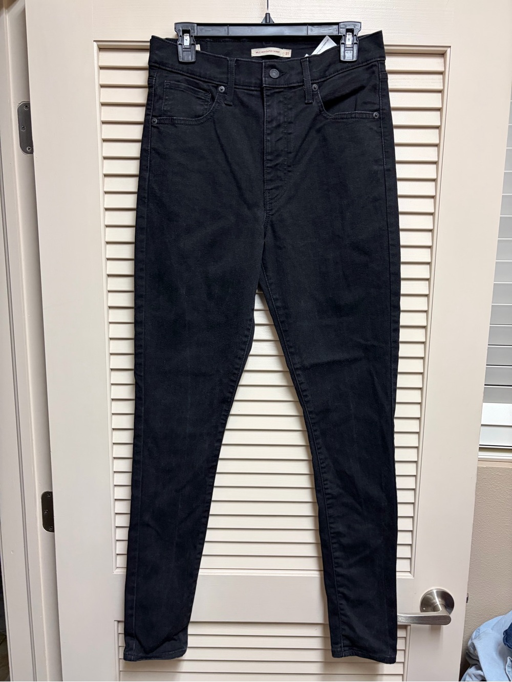 Levis Premium Mile High Super Skinny Jeans Womens 31 Black High Rise Stretch